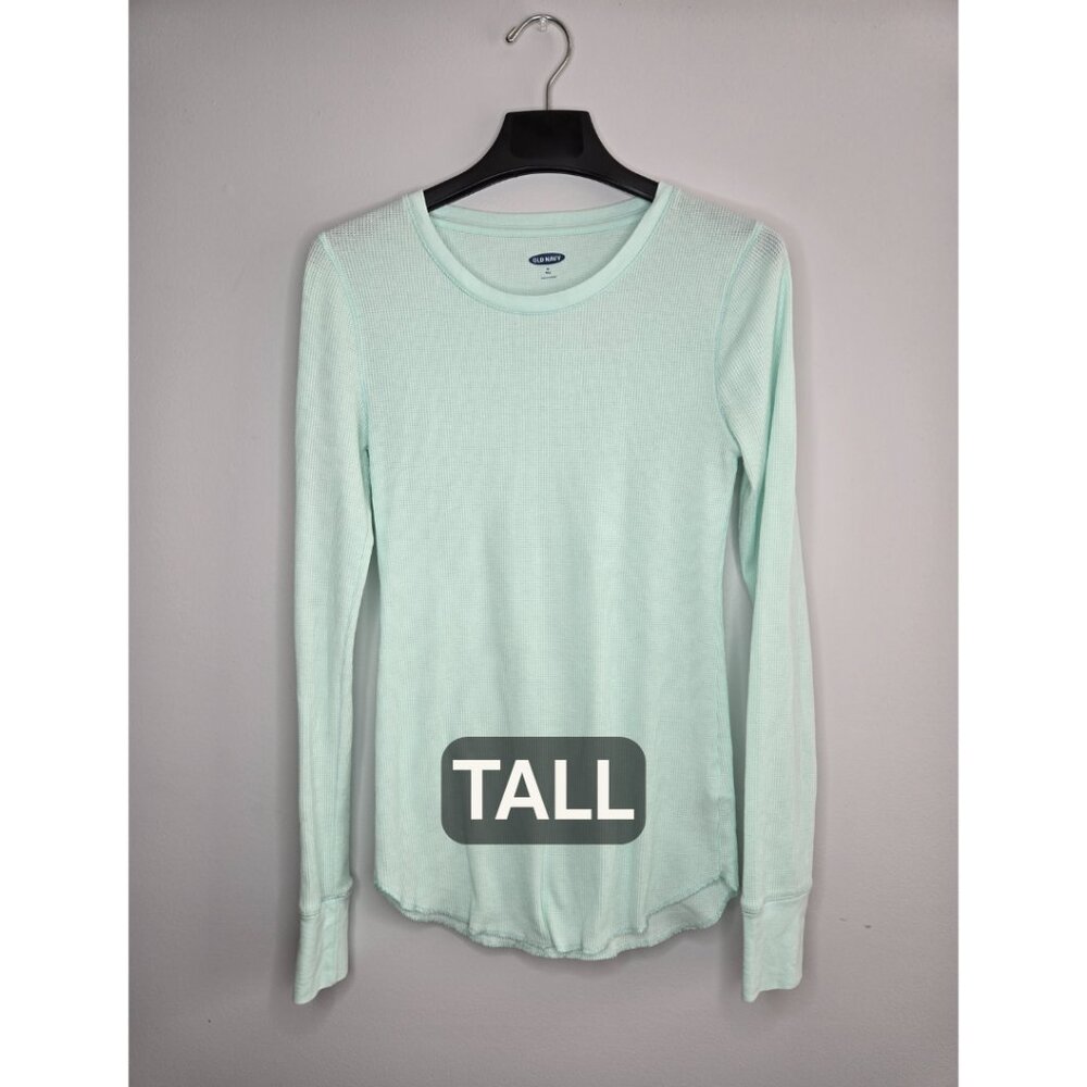 Old Navy Tall Mint Green Thermal Long Sleeve Top M – Lightweight Waffle Knit
